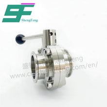 Load image into Gallery viewer, ShengFeng Hygienic DIN Clamped Butterfly Valve with Pull Type Handle
