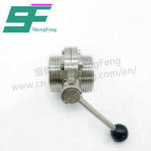 Load image into Gallery viewer, ShengFeng Hygienic Male Threaded Butterfly Valve with Pull Type Handle