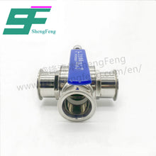 Load image into Gallery viewer, ShengFeng Hygienic SMS Manual T Type Clamped 3 Way Ball Valve