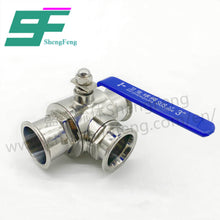 Load image into Gallery viewer, ShengFeng Hygienic SMS Manual T Type Clamped 3 Way Ball Valve