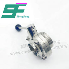 Load image into Gallery viewer, ShengFeng Hygienic Male Threaded Butterfly Valve with Pull Type Handle