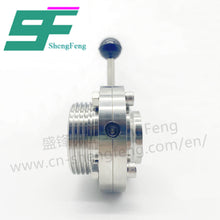 Load image into Gallery viewer, ShengFeng Hygienic Male Threaded Butterfly Valve with Pull Type Handle