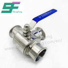 Load image into Gallery viewer, ShengFeng Hygienic SMS Manual T Type Clamped 3 Way Ball Valve
